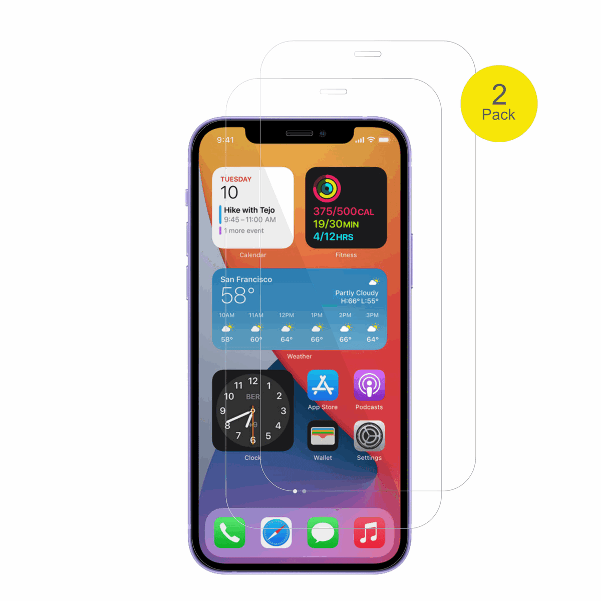 AppleiPhone 12 mit aufgebrachter dipos Displayschutzfolie, glasklare Darstellung ohne Einschränkungen