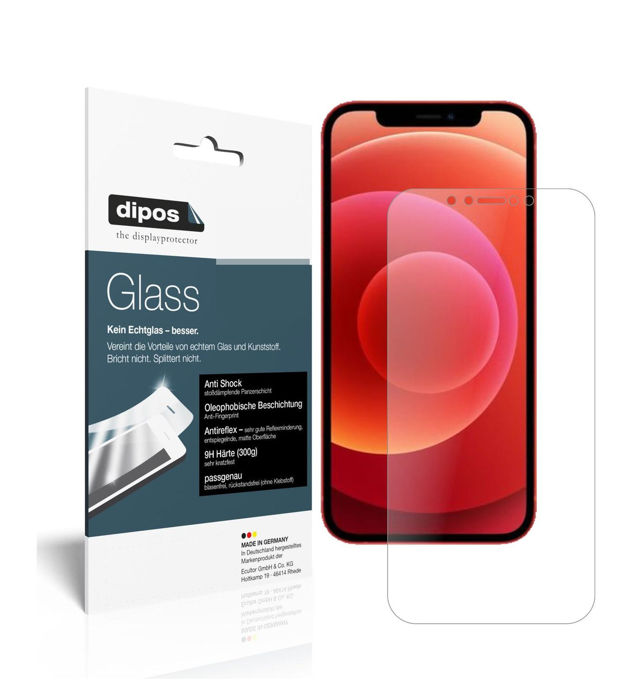 Matte Displayschutzfolie von dipos passend für Apple iPhone 12, 9H kratzfest und blasenfrei montiert