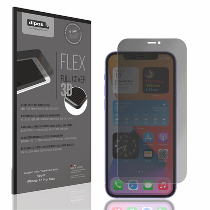 Blickschutzfolie von dipos passend für Apple iPhone 12 Pro Max, 100% Displayabdeckung und blasenfreie Montage