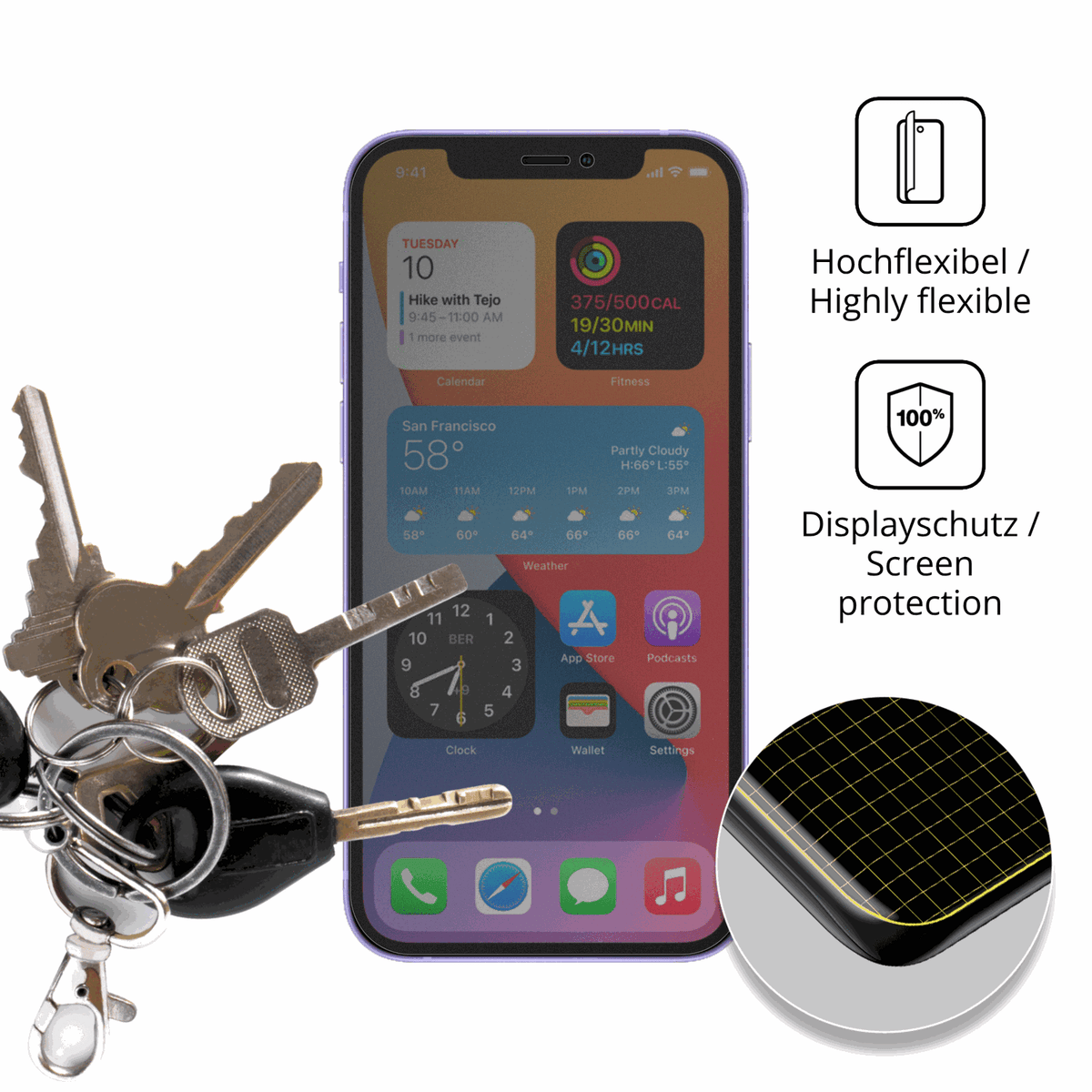dipos Displayschutz für Apple iPhone 12 Pro Max, mit Blickschutzfilter und perfekter Passform auch für die Rundungen