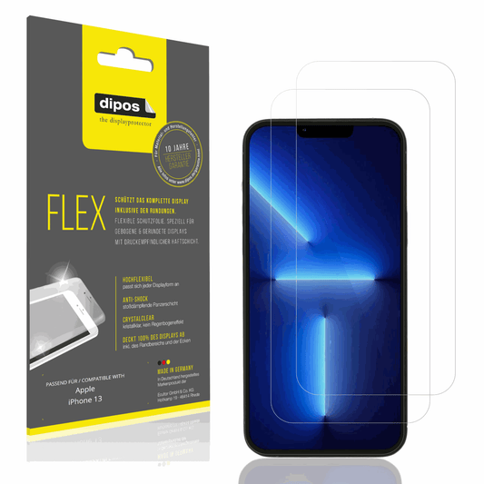 Klare Displayschutzfolie von dipos passend für Apple iPhone 13, 100% Displayabdeckung und blasenfreie Montage
