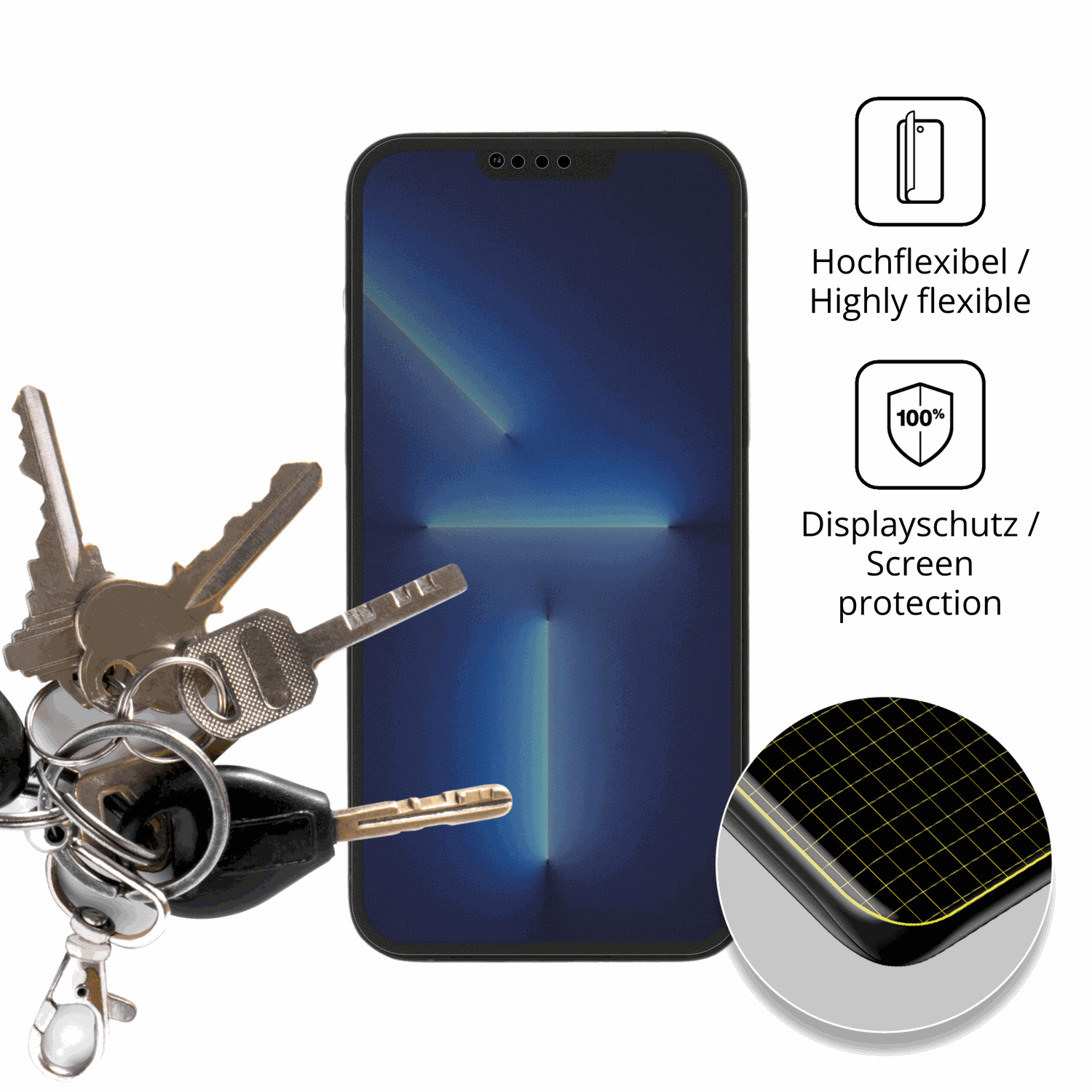dipos Displayschutz für Apple iPhone 13 Pro, mit Blickschutzfilter und perfekter Passform auch für die Rundungen