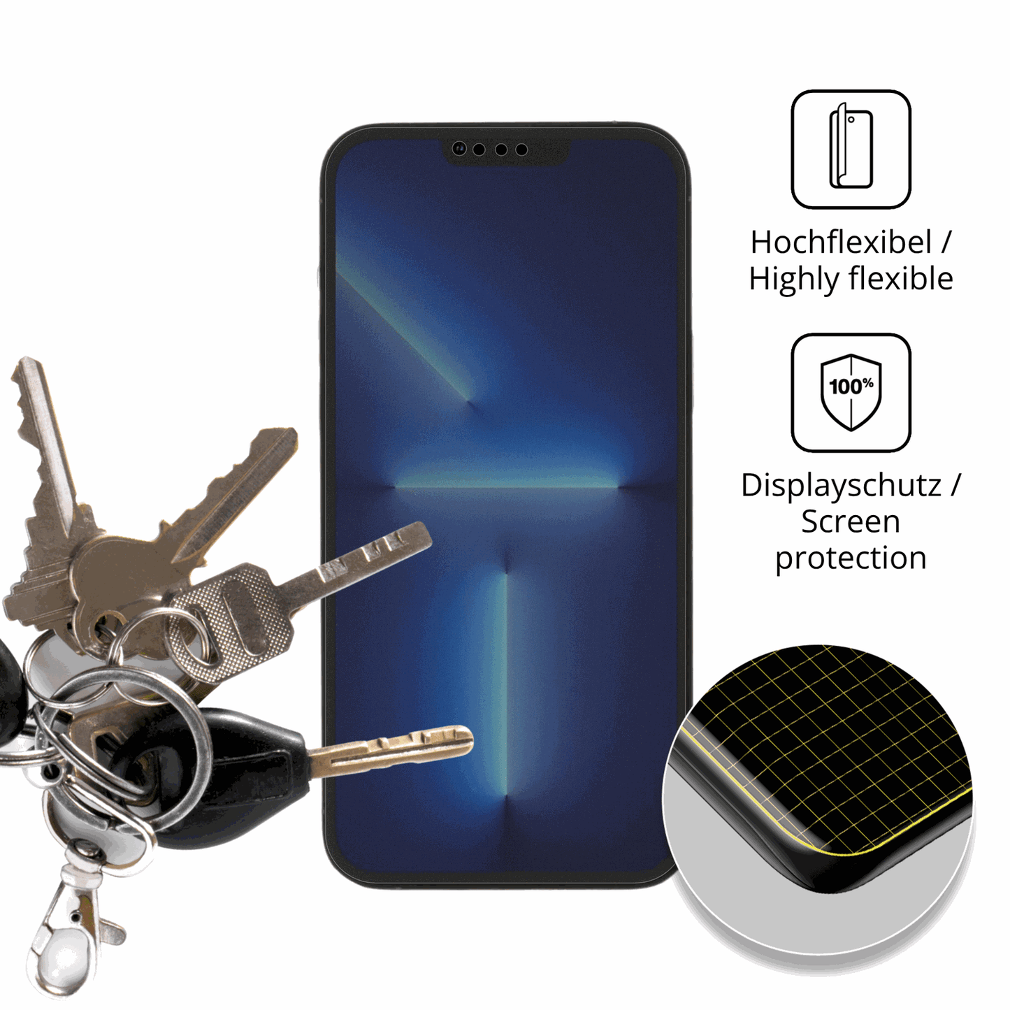 dipos Displayschutz für Apple iPhone 14, mit Blickschutzfilter und perfekter Passform auch für die Rundungen