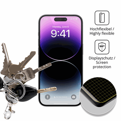 dipos Displayschutz für Apple iPhone 14 Pro, transparente Oberfläche, geringe Dicke und perfekte Passform