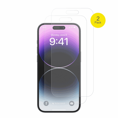 AppleiPhone 14 Pro Max mit aufgebrachter dipos Flex Schutzfolie, glasklare Darstellung ohne Einschränkungen