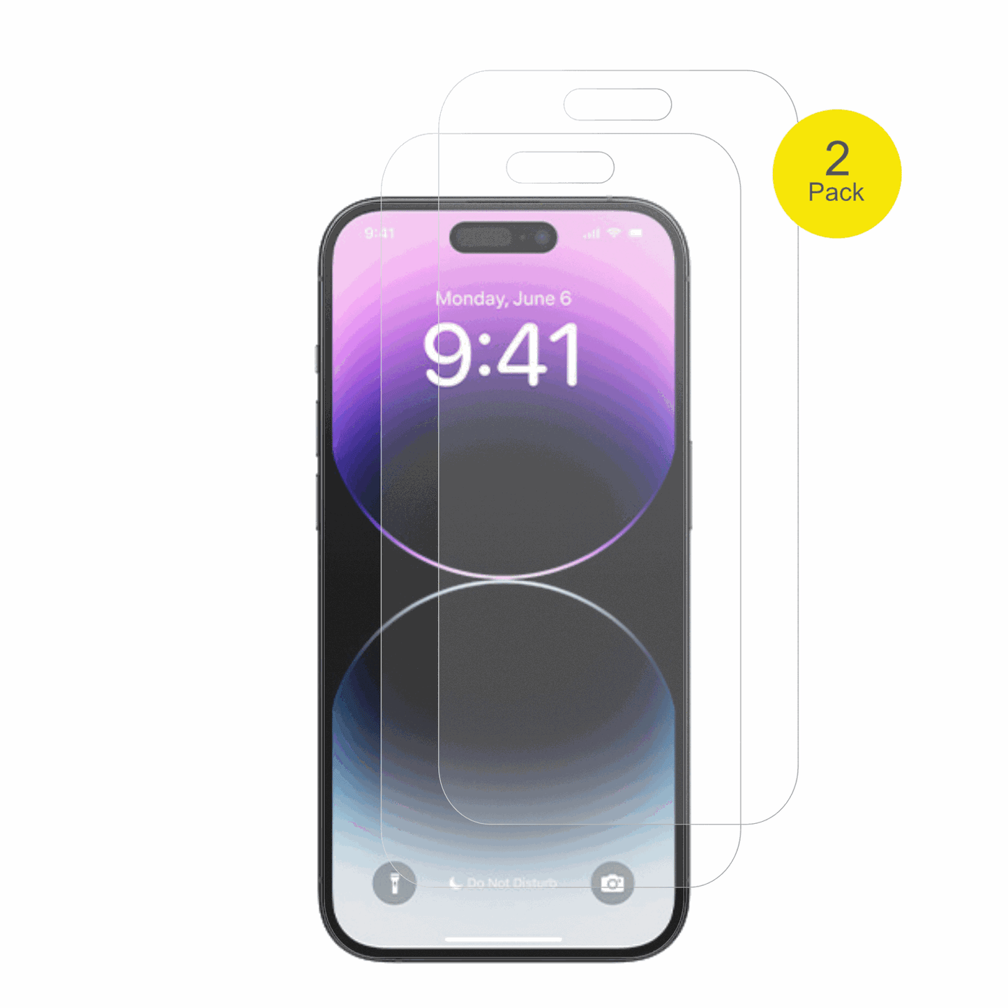 AppleiPhone 14 Pro mit aufgebrachter dipos Flex Schutzfolie, glasklare Darstellung ohne Einschränkungen