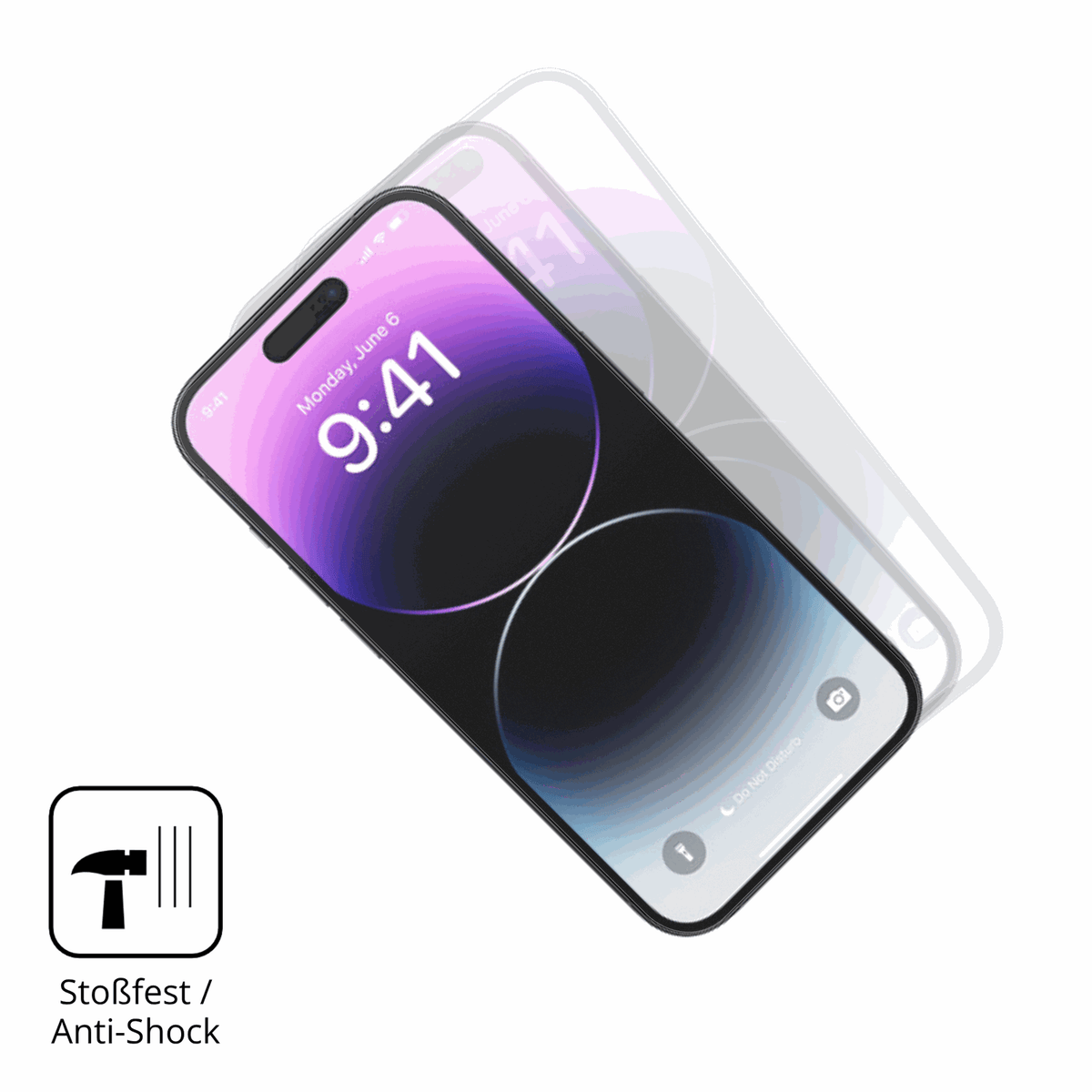 Schutz gegen Kratzer auf dem Apple iPhone 14 Pro Max Glas durch Schlüssel, Stöße gegen die Tischkante oder Stürze