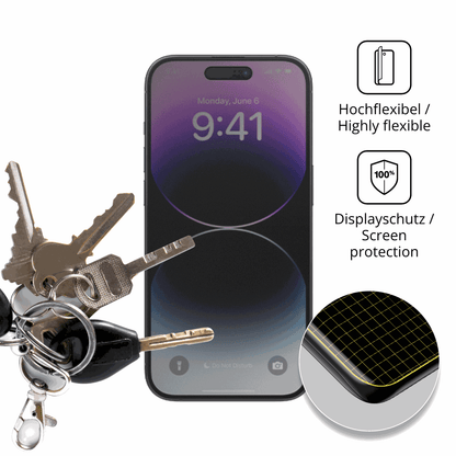 dipos Displayschutz für Apple iPhone 14 Pro, mit Blickschutzfilter und perfekter Passform auch für die Rundungen
