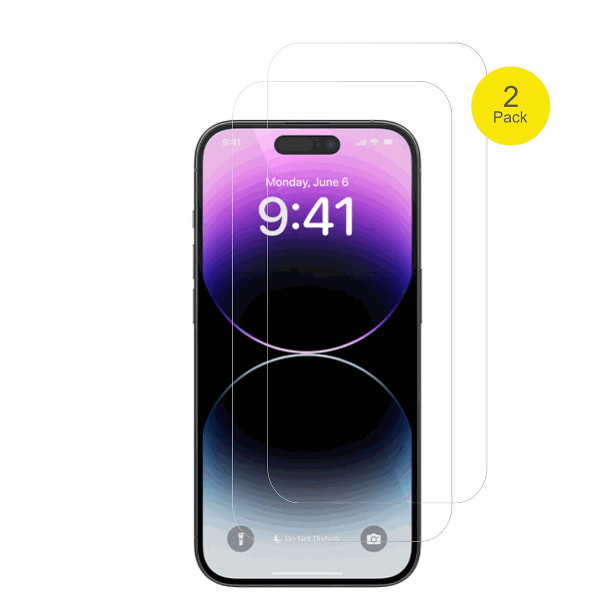 AppleiPhone 14 Pro mit aufgebrachter dipos Displayschutzfolie, glasklare Darstellung ohne Einschränkungen