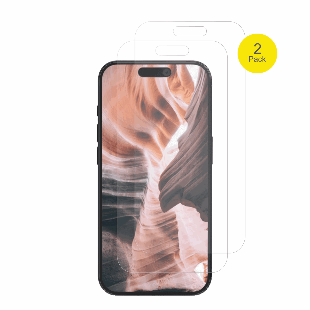 AppleiPhone 15 Pro mit aufgebrachter dipos Flex Schutzfolie, glasklare Darstellung ohne Einschränkungen