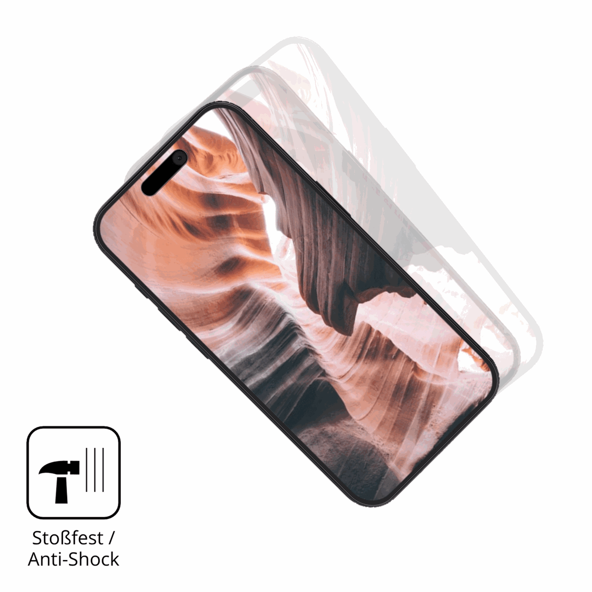 Schutz gegen Kratzer auf dem Apple iPhone 15 Pro Glas durch Schlüssel, Stöße gegen die Tischkante oder Stürze