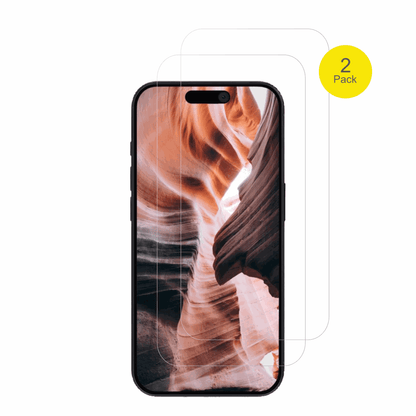 AppleiPhone 15 Pro Max mit aufgebrachter dipos Displayschutzfolie, glasklare Darstellung ohne Einschränkungen