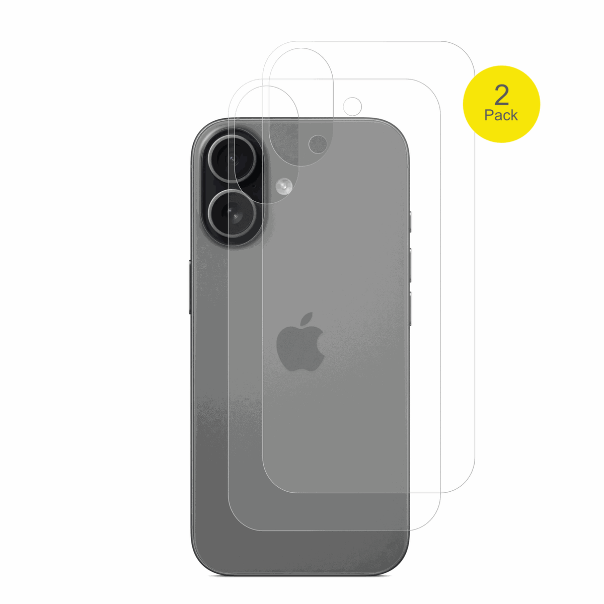AppleiPhone 17 Rückseite mit aufgebrachter dipos Flex Schutzfolie, glasklare Darstellung ohne Einschränkungen