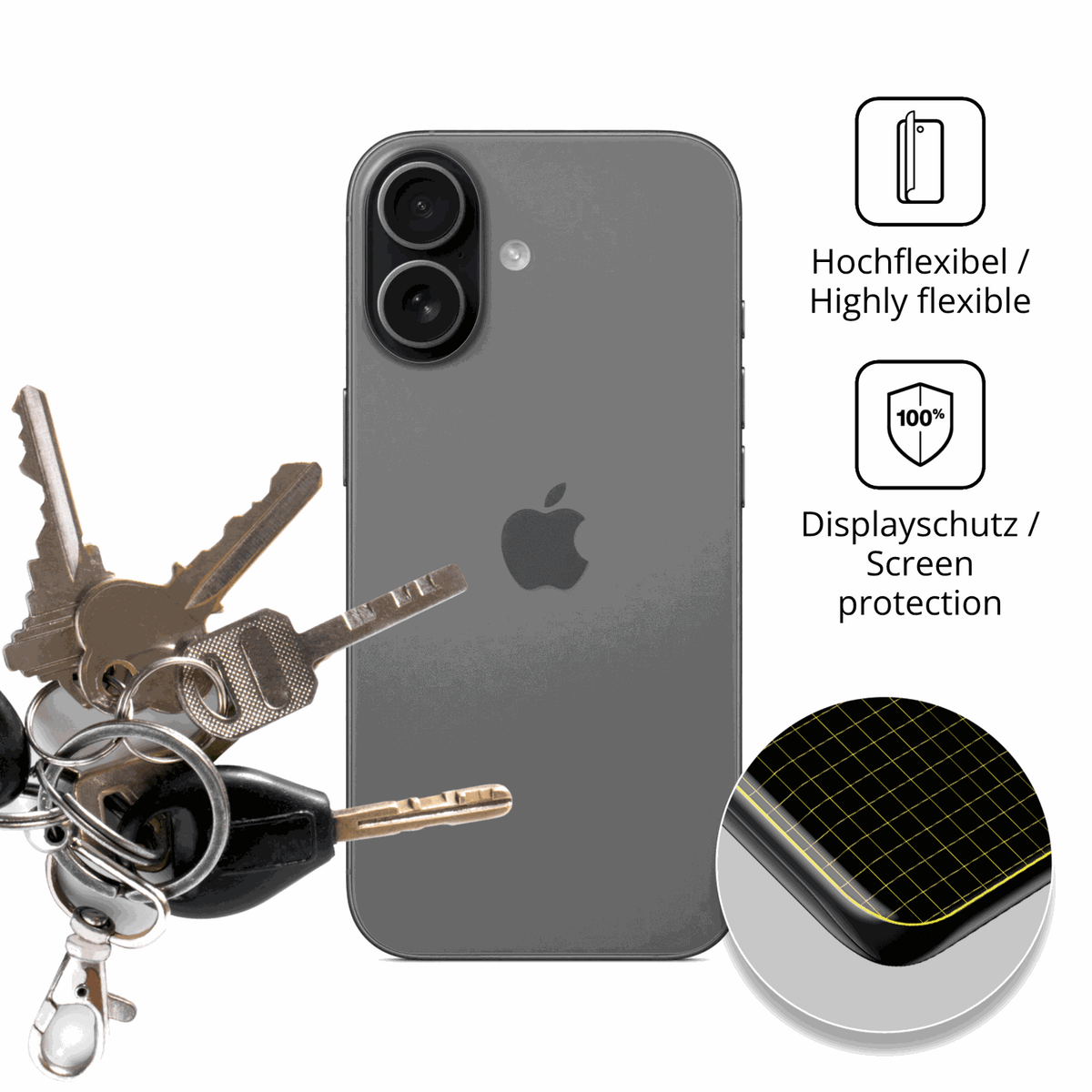 dipos Displayschutz für Apple iPhone 17 Rückseite, transparente Oberfläche, perfekte Passform auch für die Rundungen