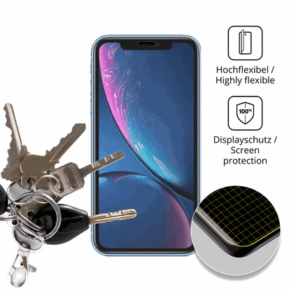 dipos Displayschutz für Apple iPhone XR, transparente Oberfläche, perfekte Passform auch für die Rundungen