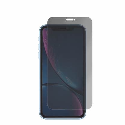 AppleiPhone XR mit aufgebrachter dipos Flex Schutzfolie, die seitliche Einblicke blockiert