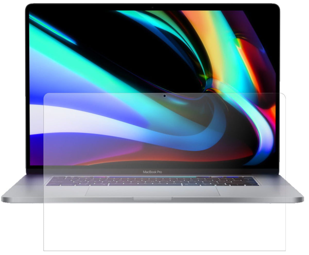 AppleMacBook Pro 16 Zoll (2020) mit aufgebrachter dipos Panzerfolie, die lästige Fingerabdrücke minimiert