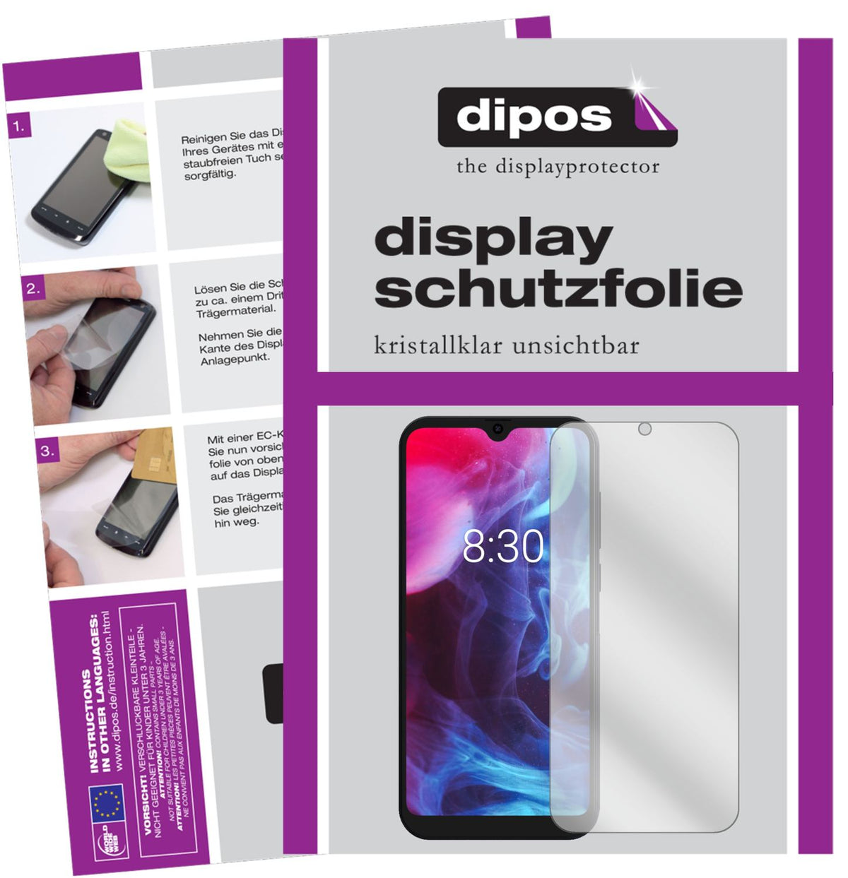 Klare Displayschutzfolie von dipos passend für Archos Oxygen 63, präziser Zuschnitt und blasenfrei montiert