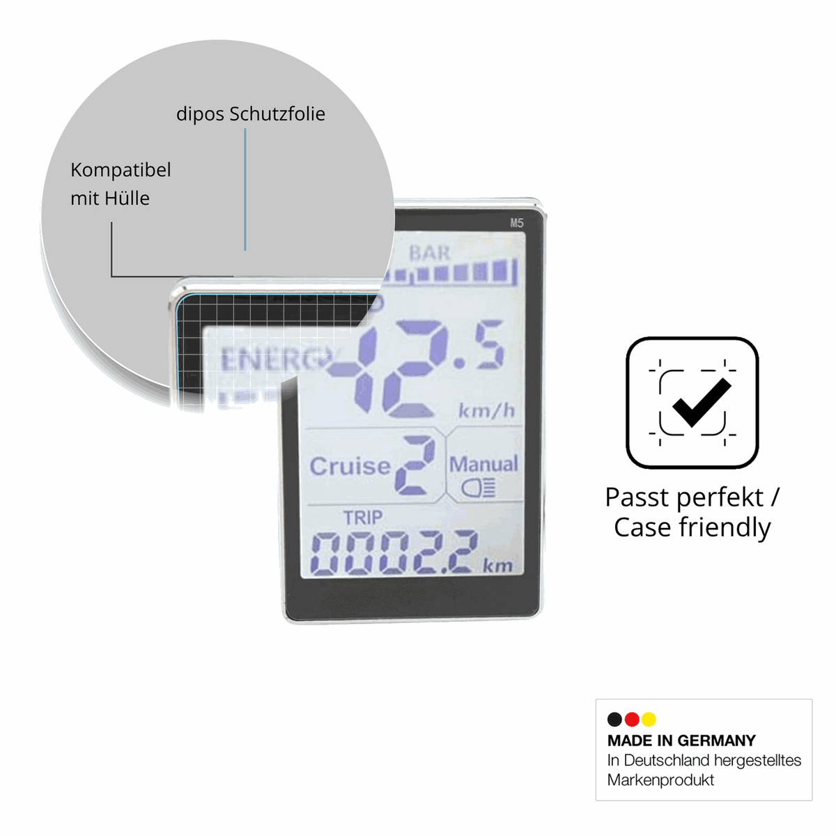 Schutzfolie mit optimaler Passform, zur Verwendung mit Hüllen geeignet