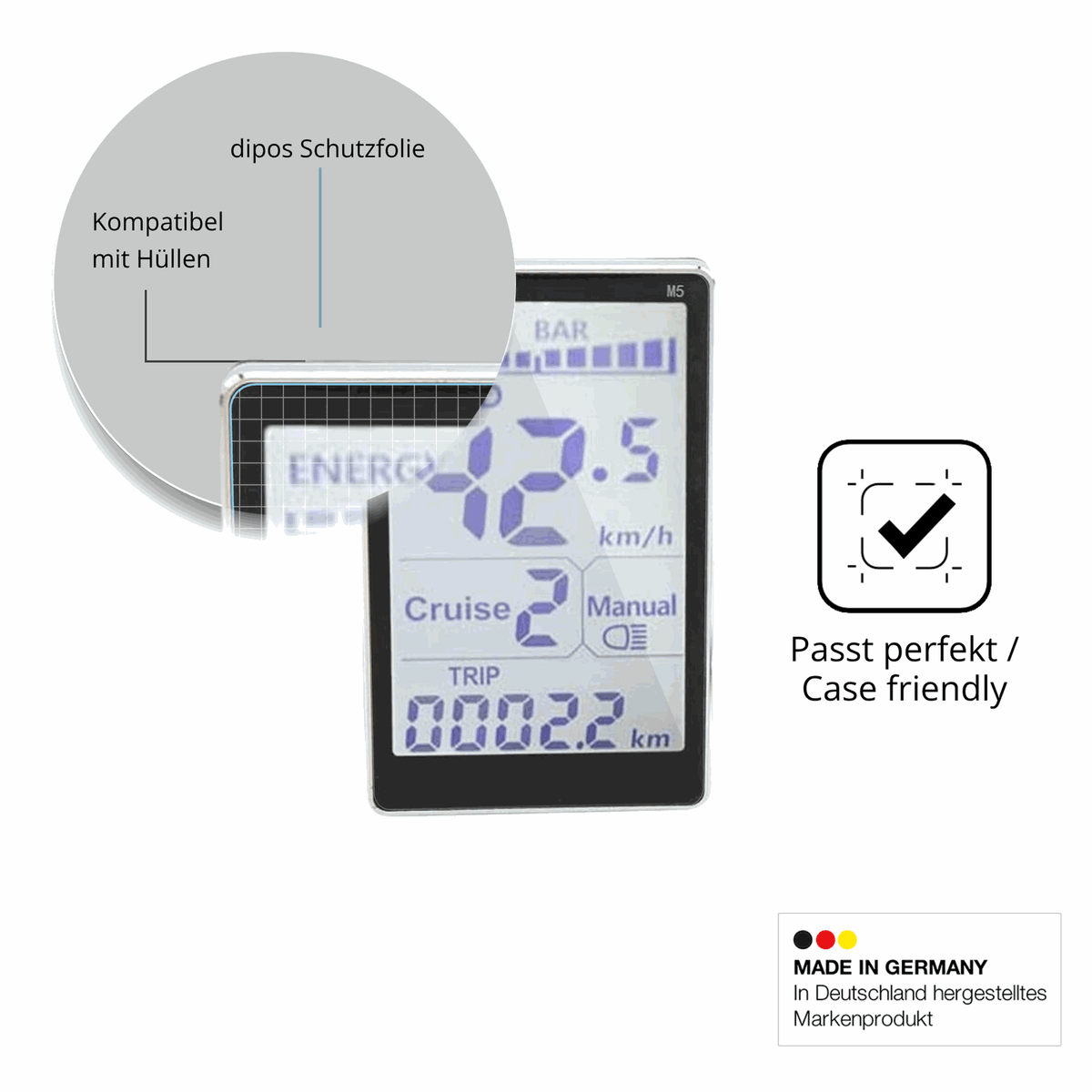 Schutzfolie mit optimaler Passform, zur Verwendung mit Hüllen geeignet