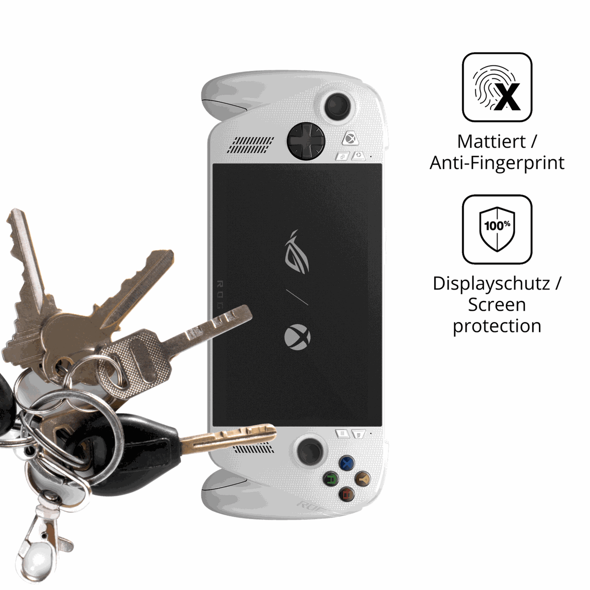 dipos Displayschutz für Asus ROG Ally, mattierte Oberfläche, Blickschutzfilter und perfekter Passform