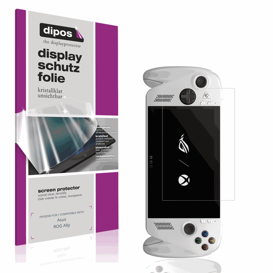 Klare Displayschutzfolie von dipos passend für Asus ROG Ally, präziser Zuschnitt und blasenfrei montiert