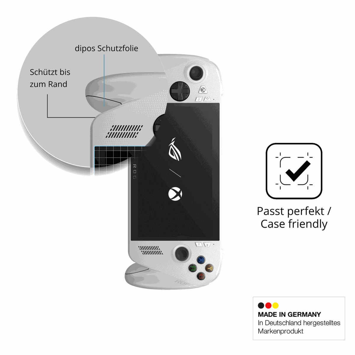 Schutzglasfolie mit optimaler Passform, zur Verwendung mit Hüllen geeignet