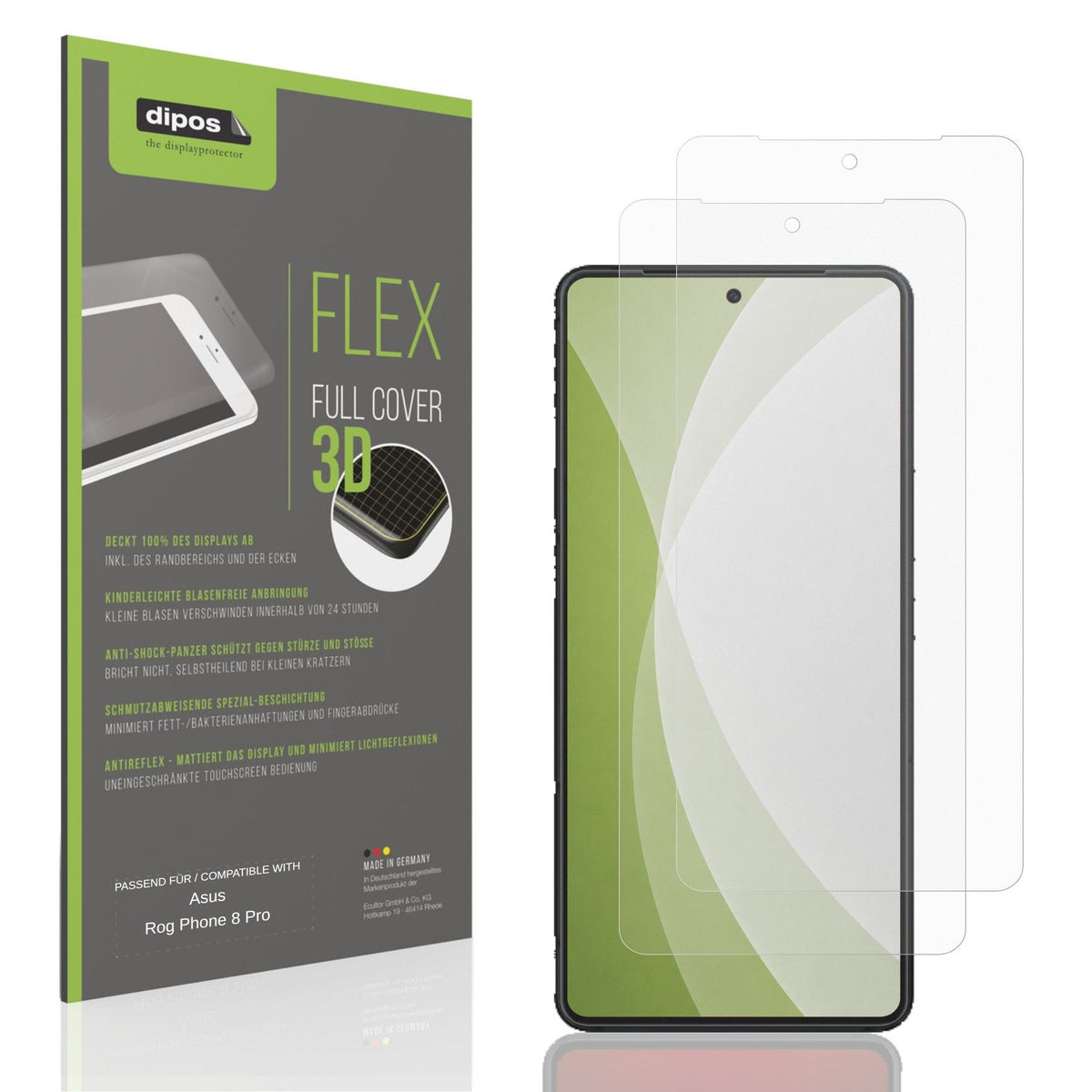 Matte Displayschutzfolie von dipos passend für Asus Rog Phone 8 Pro, 100% Displayabdeckung und blasenfreie Montage