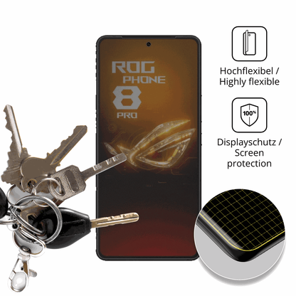 dipos Displayschutz für Asus Rog Phone 8 Pro, mit Blickschutzfilter und perfekter Passform auch für die Rundungen