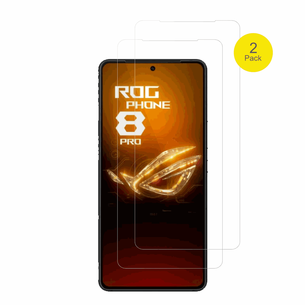 AsusRog Phone 8 Pro mit aufgebrachter dipos Displayschutzfolie, glasklare Darstellung ohne Einschränkungen