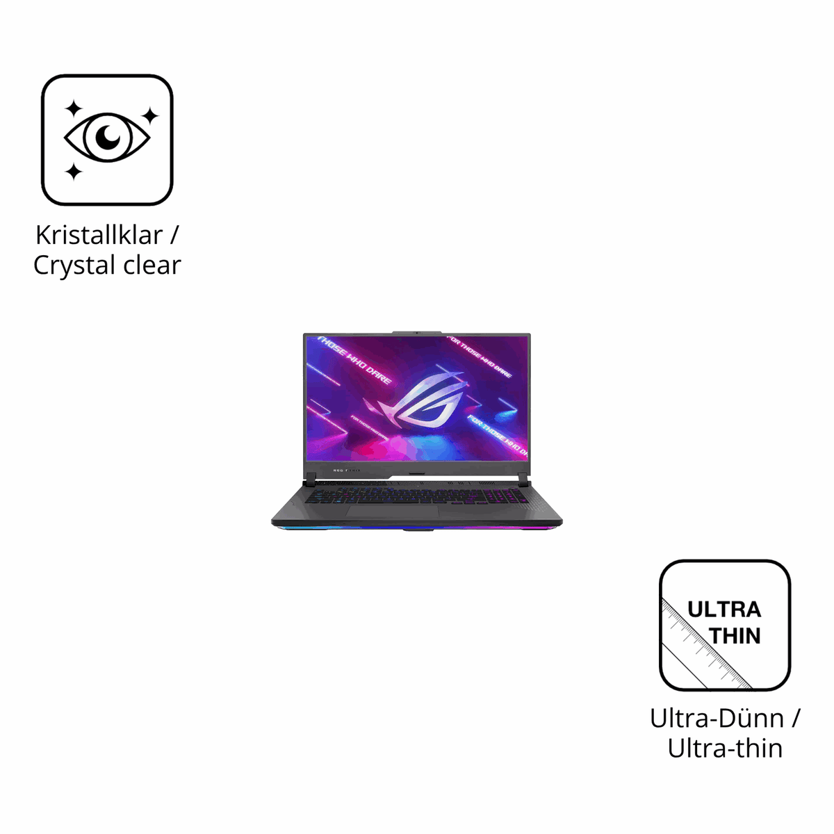 Dünne und klare Folie passend zugeschnitten für ASUS ROG Strix G17 17.3 Zoll