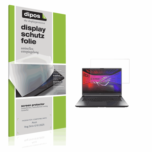 Matte Displayschutzfolie von dipos passend für Asus Rog Strix G18 2025, präziser Zuschnitt und blasenfrei montiert