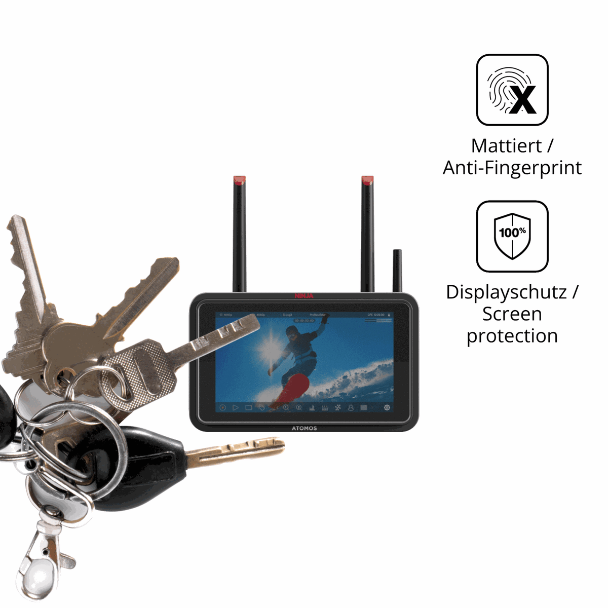 dipos Displayschutz f�r Atomos Ninja TX, mattierte Oberfl�che, Blickschutzfilter und perfekter Passform