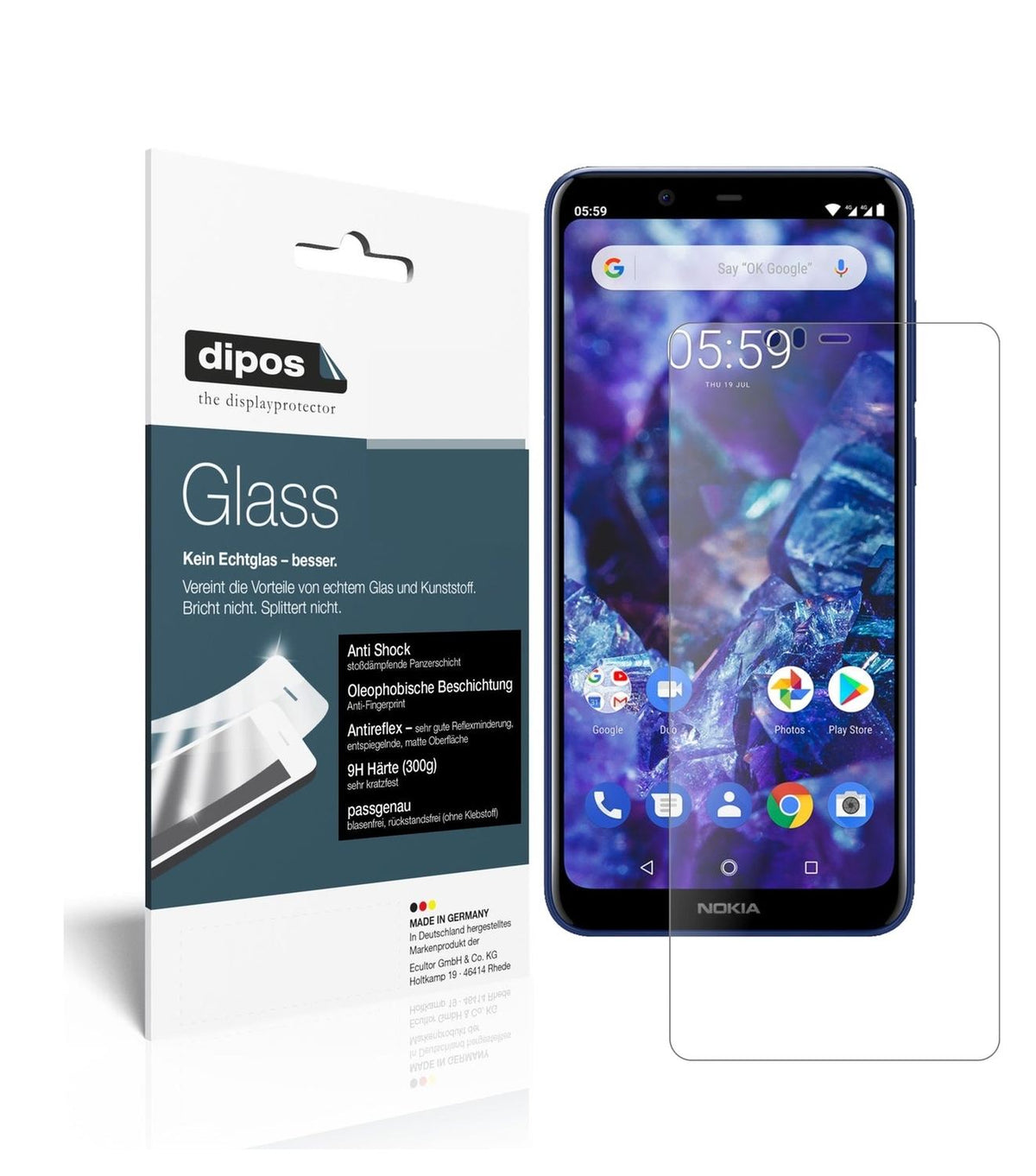 1x 9H Schutzfolie matt für Nokia 5.1 Plus Panzerfolie