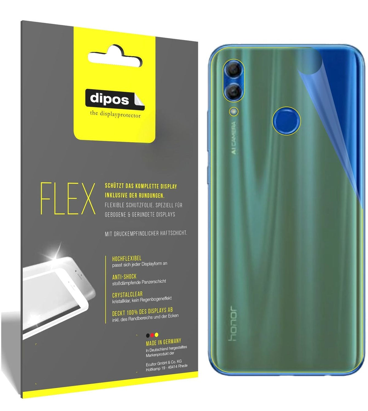 2x 3D Full Cover Schutzfolie für Honor 10 Lite Rückseite