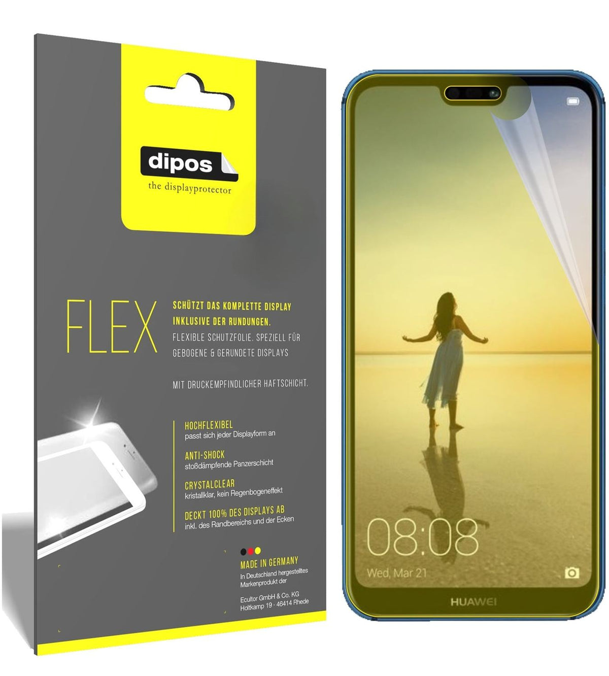 2x 3D Full Cover Schutzfolie für Huawei P20 Lite