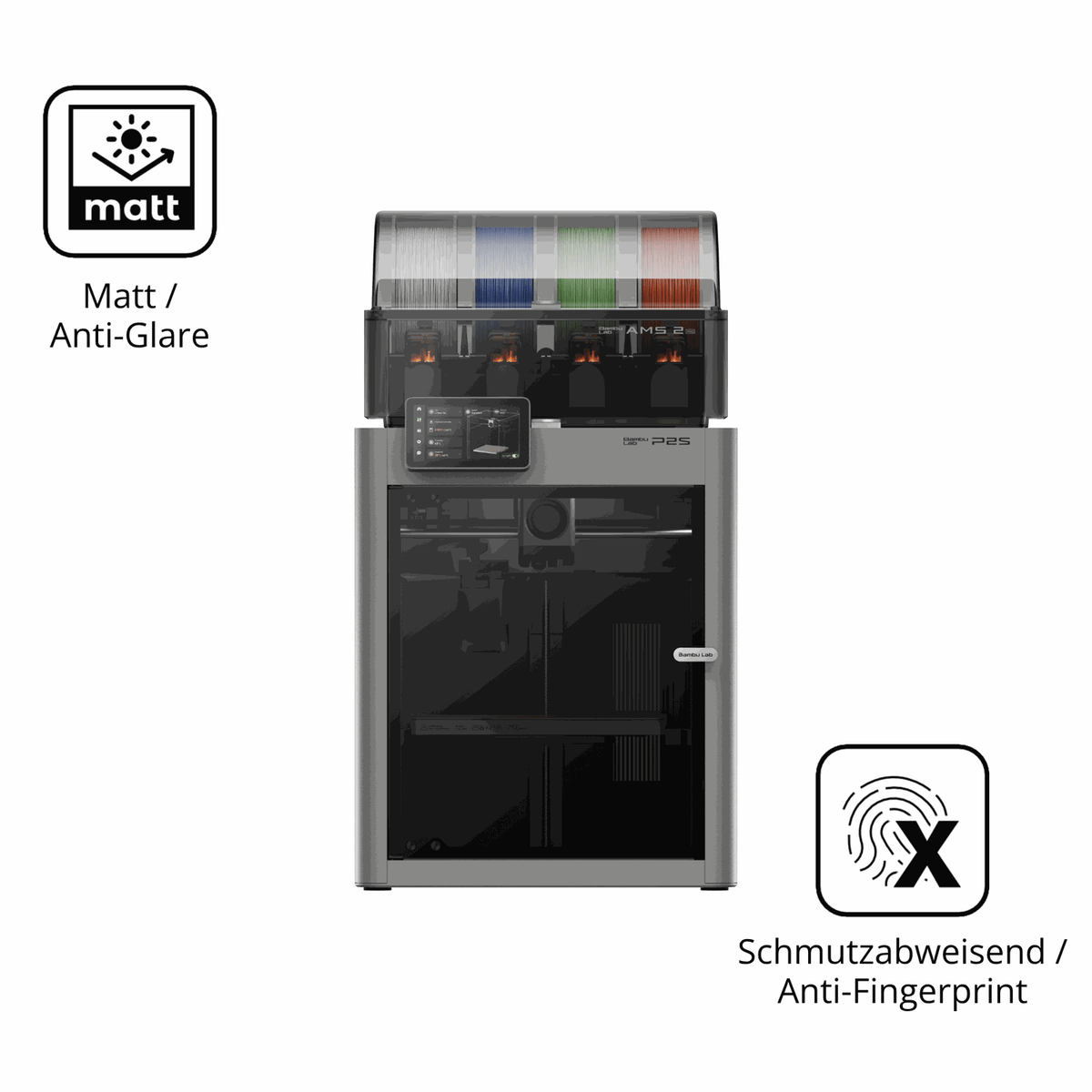 Dünne und entspiegelnde Folie passend zugeschnitten für Bambu Lab P2S 3D Printer