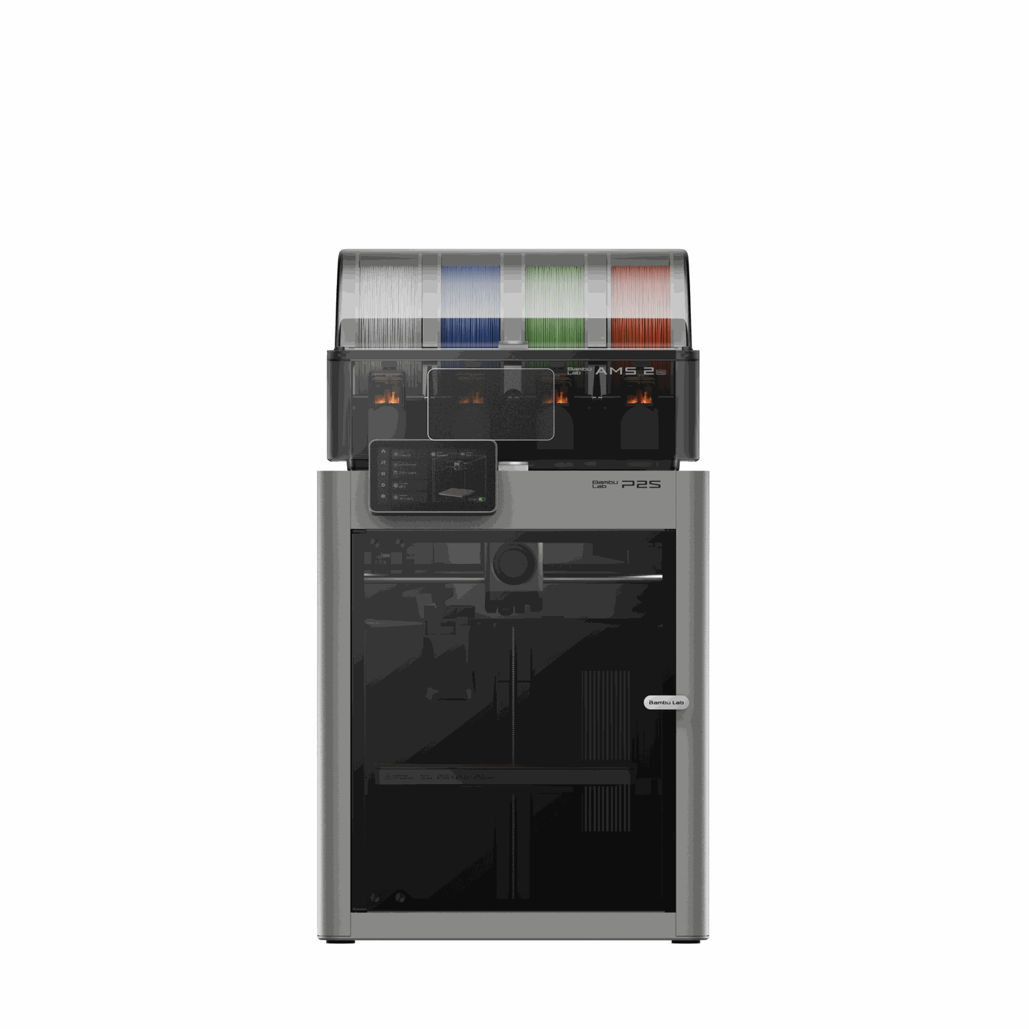 BambuLab P2S 3D Printer mit aufgebrachtem dipos Displayschutz, der seitliche Einblicke blockiert