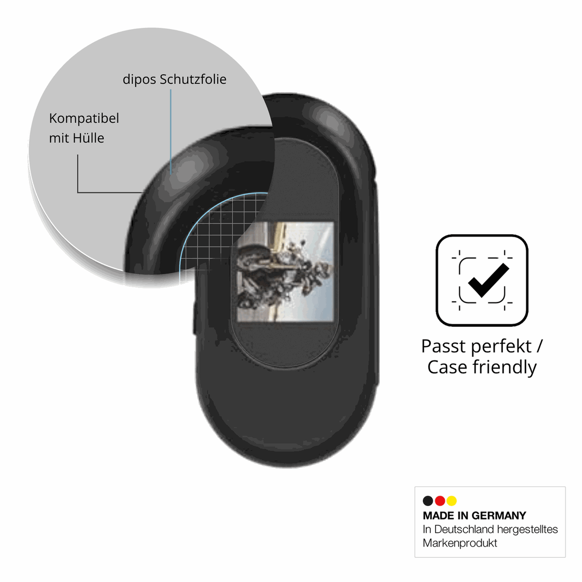 Schutzfolie mit optimaler Passform, zur Verwendung mit Hüllen geeignet