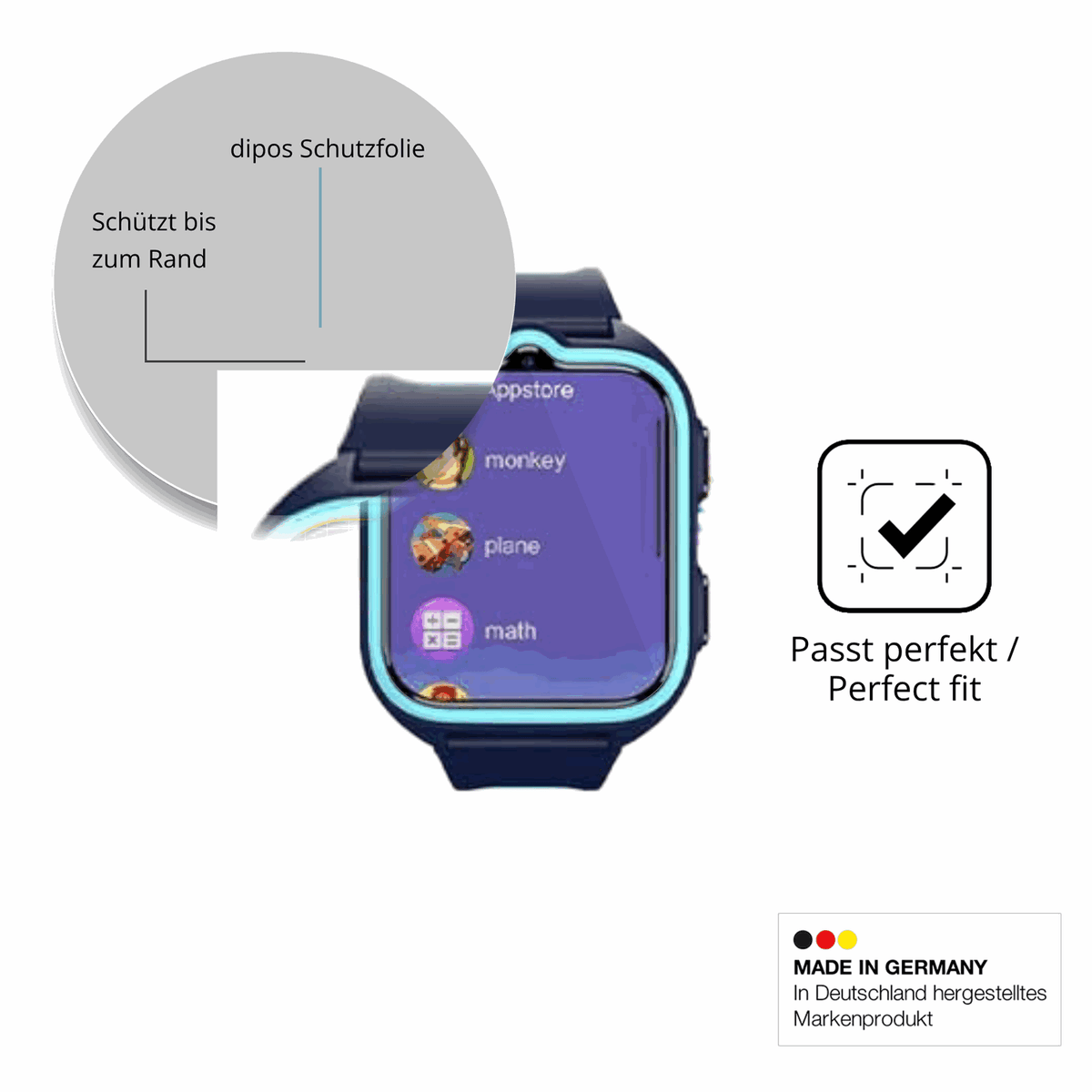 Schutzfolie mit optimaler Passform, zur Verwendung mit Hüllen geeignet