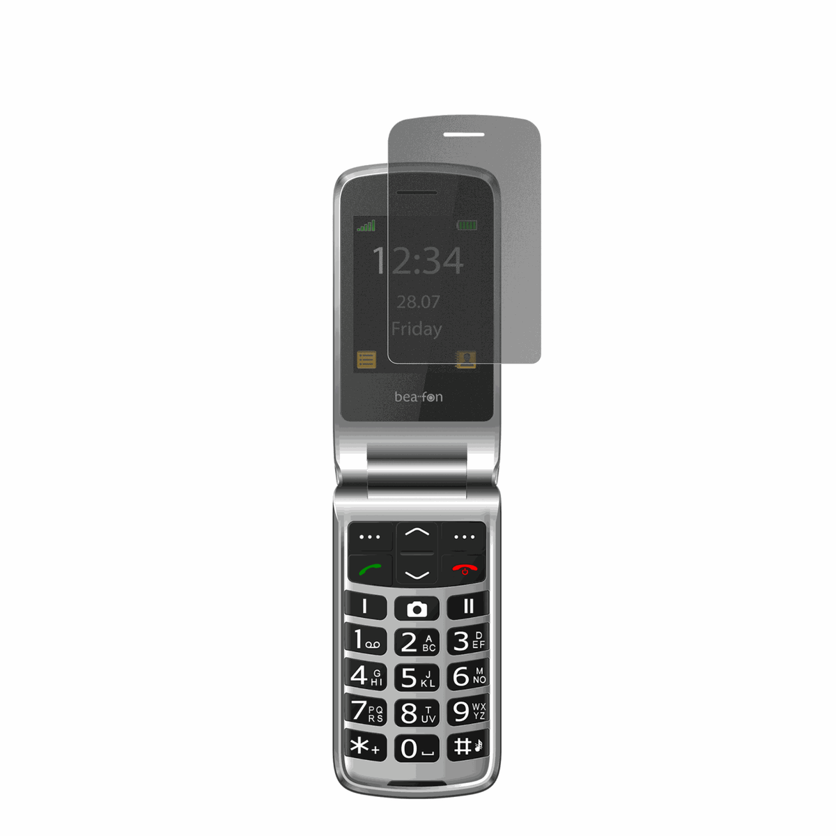 BeafonSL645 mit aufgebrachtem dipos Displayschutz, der seitliche Einblicke blockiert