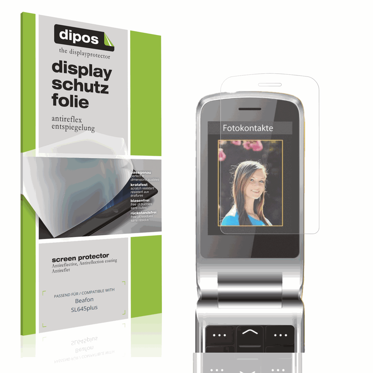 Matte Displayschutzfolie von dipos passend für Beafon SL645plus, präziser Zuschnitt und blasenfrei montiert