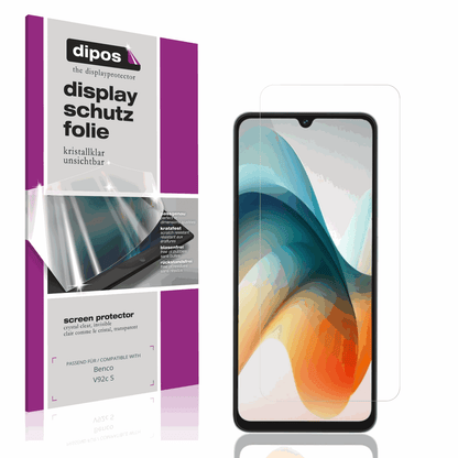 Klare Displayschutzfolie von dipos passend für Benco V92c S, präziser Zuschnitt und blasenfrei montiert
