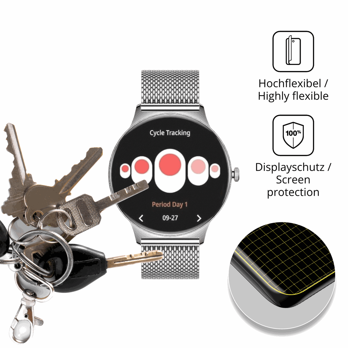 dipos Displayschutz für BENYAR SMART FV12-I, transparente Oberfläche, perfekte Passform auch für die Rundungen