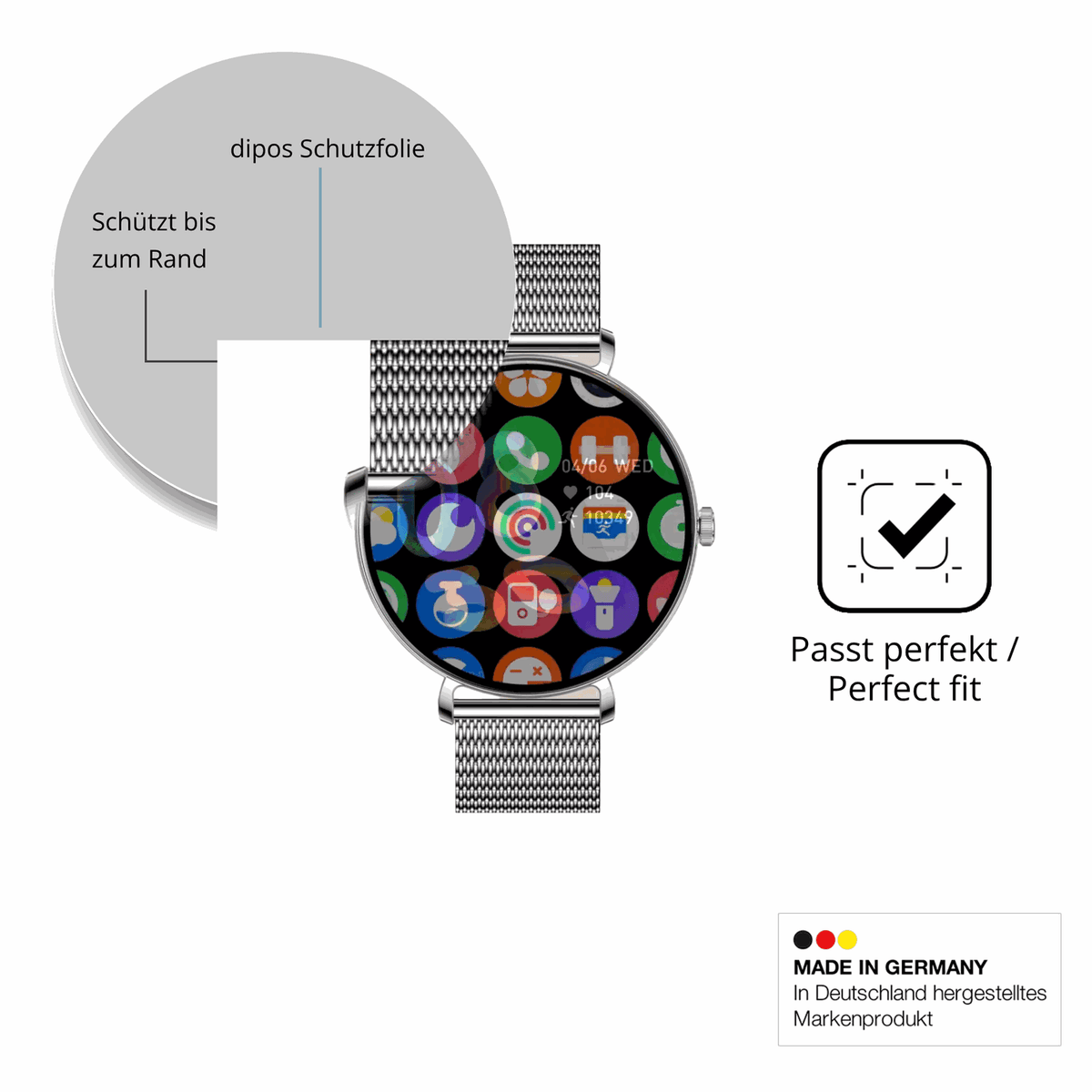 Schutzfolie mit optimaler Passform, zur Verwendung mit Hüllen geeignet