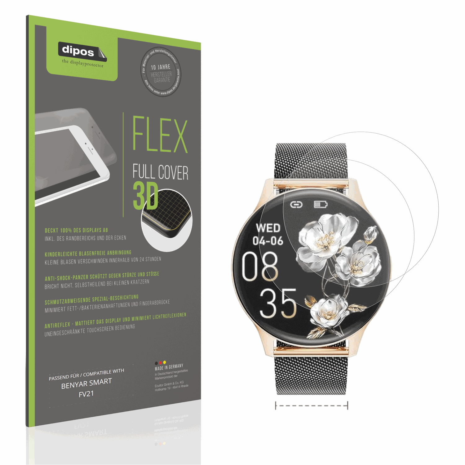 Matte Displayschutzfolie von dipos passend für BENYAR SMART FV21, 100% Displayabdeckung und blasenfreie Montage