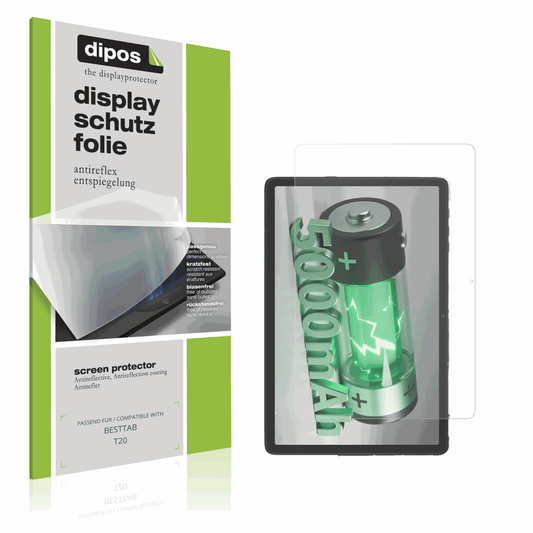 Matte Displayschutzfolie von dipos passend für BESTTAB T20, präziser Zuschnitt und blasenfrei montiert