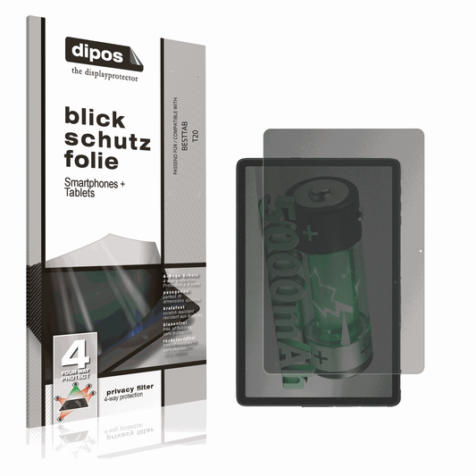 Blickschutzfolie von dipos passend für BESTTAB T20, präziser Zuschnitt und blasenfrei montiert