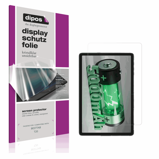 Klare Displayschutzfolie von dipos passend für BESTTAB T20, präziser Zuschnitt und blasenfrei montiert