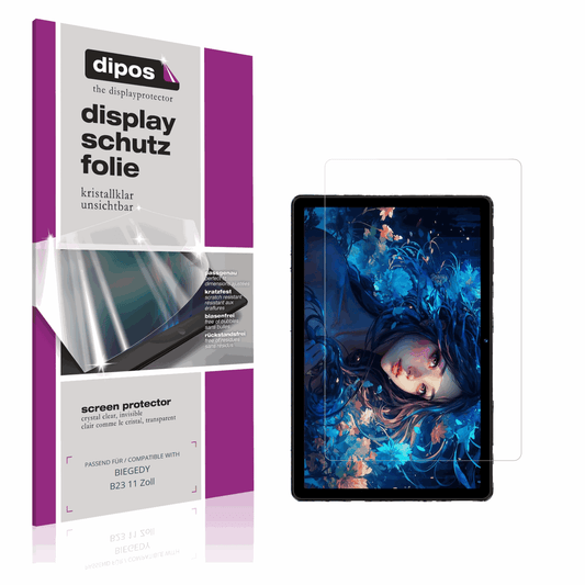 Klare Displayschutzfolie von dipos passend für BIEGEDY B23 11 Zoll, präziser Zuschnitt und blasenfrei montiert